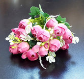 Buchet bujori artificiali roz – 30cm, detalii realiste și accente florale